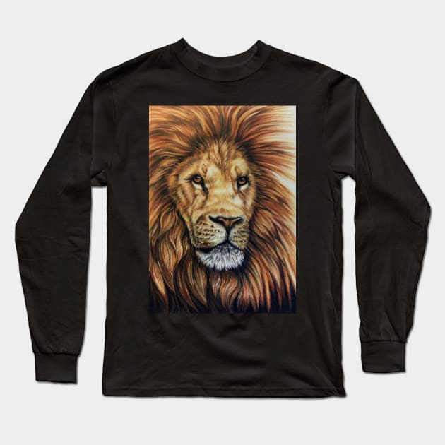 Lion Portrait Long Sleeve T-Shirt by Artbythree